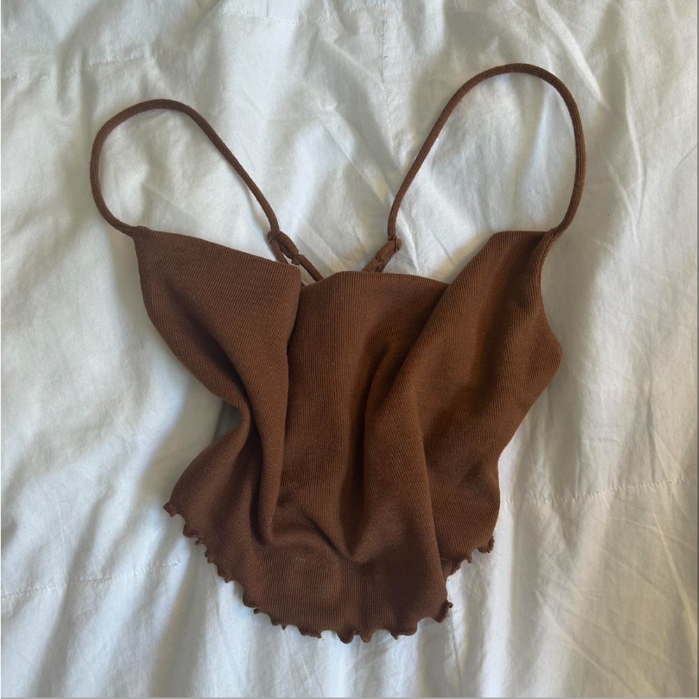 urban outfitters y2k brown cowl neck top
